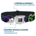 Load image into Gallery viewer, MARVEL AVENGERS Hulk Avengers Icon Black Silver Seatbelt Buckle Collar - HULK Face CLOSE-UP/Action Pose Greens/Purples