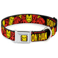 Load image into Gallery viewer, MARVEL COMICS Iron Man Face Full Color Red Yellow Seatbelt Buckle Collar - THE INVINCIBLE IRON MAN Action Poses Black/Red/Yellow