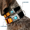 Load image into Gallery viewer, MARVEL UNIVERSE Iron Man Arc Reactor Full Color Seatbelt Buckle Collar - Iron Man Face/I AM IRON MAN Black/Yellow Glow