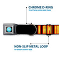 Load image into Gallery viewer, MARVEL UNIVERSE Iron Man Arc Reactor Full Color Seatbelt Buckle Collar - Iron Man Face/I AM IRON MAN Black/Yellow Glow
