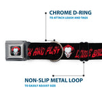 It Chapter Two Pennywise Face Full Color Black/Reds/Blues Seatbelt Buckle Collar - It Chapter Two Pennywise Face COME BACK AND PLAY Black/Reds