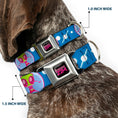 Load image into Gallery viewer, INVADER ZIM Title Logo Full Color Pink/Green Seatbelt Buckle Collar - Invader Zim and GIR Poses and Planets Blue/White