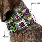 INVADER ZIM Title Logo Full Color Pink/Green Seatbelt Buckle Collar - Invader Zim GIR DOOM Pose Checker Black/Gray