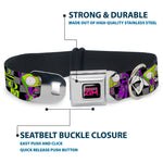 INVADER ZIM Title Logo Full Color Pink/Green Seatbelt Buckle Collar - Invader Zim GIR DOOM Pose Checker Black/Gray