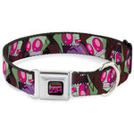 INVADER ZIM Title Logo Full Color Pink/Green Seatbelt Buckle Collar - Invader Zim Close-Up Poses Reds