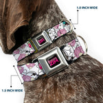 INVADER ZIM Title Logo Full Color Pink/Green Seatbelt Buckle Collar - Invader Zim GIR and Piggy Doddles White/Black