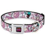 INVADER ZIM Title Logo Full Color Pink/Green Seatbelt Buckle Collar - Invader Zim GIR and Piggy Doddles White/Black