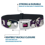 INVADER ZIM Title Logo Full Color Pink/Green Seatbelt Buckle Collar - Invader Zim GIR Poses and Sketch Purple