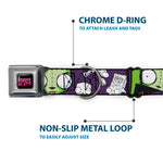 INVADER ZIM Title Logo Full Color Pink/Green Seatbelt Buckle Collar - Invader Zim GIR Poses and Sketch Purple