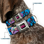 INVADER ZIM Title Logo Full Color Pink/Green Seatbelt Buckle Collar - Invader Zim GIR and Piggy Rule the World Poses Blue