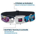 Load image into Gallery viewer, INVADER ZIM Title Logo Full Color Pink/Green Seatbelt Buckle Collar - Invader Zim GIR and Piggy Rule the World Poses Blue