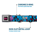 INVADER ZIM Title Logo Full Color Pink/Green Seatbelt Buckle Collar - Invader Zim GIR and Piggy Rule the World Poses Blue