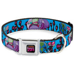 INVADER ZIM Title Logo Full Color Pink/Green Seatbelt Buckle Collar - Invader Zim GIR and Piggy Rule the World Poses Blue