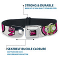 Load image into Gallery viewer, INVADER ZIM Title Logo Full Color Pink/Green Seatbelt Buckle Collar - INVADER ZIM Title Logo and GIR Pose Close-Up White/Pinks