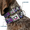Load image into Gallery viewer, Joker Face Full Color Seatbelt Buckle Collar - Joker Face/Logo/Spades Black/White/Purple
