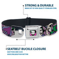 Load image into Gallery viewer, Joker Face Full Color Seatbelt Buckle Collar - Joker Face/Logo/Spades Black/White/Purple