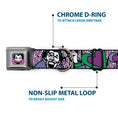 Load image into Gallery viewer, Joker Face Full Color Seatbelt Buckle Collar - Joker Face/Logo/Spades Black/White/Purple