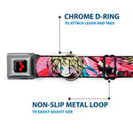 Harley Quinn Diamon Full Color Black/Red Seatbelt Buckle Collar - Harley Quinn Puddin Poses Anime Graphics Pink/Red
