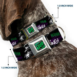 HAHA Stacked Black/Gray/Green Seatbelt Buckle Collar - Joker DIE LAUGHING! HAHA Black/Purple/Green