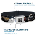 JL 2017 Badge Full Color Black/Grays Seatbelt Buckle Collar - Justice League 2017 6-Superhero Icons Black