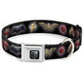 Load image into Gallery viewer, JL 2017 Badge Full Color Black/Grays Seatbelt Buckle Collar - Justice League 2017 6-Superhero Icons Black