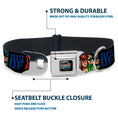 Load image into Gallery viewer, JUSTICE LEAGUE OF AMERICA Badge Black/White/Red/Blue Seatbelt Buckle Collar - JUSTICE LEAGUE OF AMERICA w/Superhero Blocks Black/Multi Color
