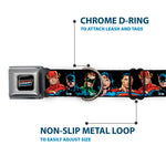 Justice League of America Black Full Color Seatbelt Buckle Collar - Justice League Elite Forces Superheroes