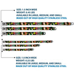 JL Logo Full Color Grays Black White Seatbelt Buckle Collar - JUSTICE LEAGUE Logo/4-Superhero Panels Pop Art