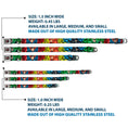 Load image into Gallery viewer, JUSTICE LEAGUE Star Logo Black/Silver-Fade/Red Seatbelt Buckle Collar - Justice League New 52 4-Superhero Poses/Scattered Logos Multi Color/Black