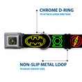 Load image into Gallery viewer, JL Electric Logos Full Color Black/Multi Neon Seatbelt Buckle Collar - Justice League Electric Logos Black/Multi Neon