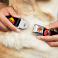 Load image into Gallery viewer, Looney Tunes Logo Full Color White Seatbelt Buckle Collar - Looney Tunes Characters Bullseye Pose Black