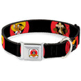Load image into Gallery viewer, Looney Tunes Logo Full Color White Seatbelt Buckle Collar - Looney Tunes Characters Bullseye Pose Black
