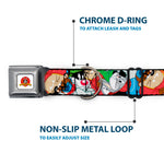 Looney Tunes Logo White Seatbelt Buckle Collar - Looney Tunes 3-B-Boy Stance Character Poses Stacked
