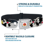 Looney Tunes Logo White Seatbelt Buckle Collar - Sylvester and Tweety Poses Scattered Charcoal