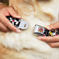 Load image into Gallery viewer, Looney Tunes Logo White Seatbelt Buckle Collar - Sylvester and Tweety Poses Scattered Charcoal