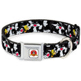 Load image into Gallery viewer, Looney Tunes Logo White Seatbelt Buckle Collar - Sylvester and Tweety Poses Scattered Charcoal