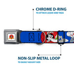 Looney Tunes Logo Full Color White Seatbelt Buckle Collar - BUGS BUNNY w/Bugs Poses Blue