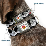 Looney Tunes Logo Full Color White Seatbelt Buckle Collar - Bugs Bunny CLOSE-UP Expressions Black