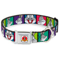 Load image into Gallery viewer, Looney Tunes Logo Full Color White Seatbelt Buckle Collar - Bugs Bunny Expression Blocks Multi Color