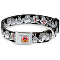 Load image into Gallery viewer, Looney Tunes Logo Full Color White Seatbelt Buckle Collar - Bugs Bunny CLOSE-UP Poses Black