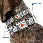 Looney Tunes Logo White Seatbelt Buckle Collar - Bugs Bunny Expressions Stacked White/Black/Gray