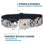 Looney Tunes Logo White Seatbelt Buckle Collar - Bugs Bunny Expressions Stacked White/Black/Gray