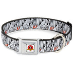 Looney Tunes Logo White Seatbelt Buckle Collar - Bugs Bunny Expressions Stacked White/Black/Gray