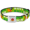 Load image into Gallery viewer, Looney Tunes Logo Full Color White Seatbelt Buckle Collar - DAFFY DUCK w/Face CLOSE-UP Greens