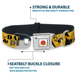Looney Tunes Logo Full Color White Seatbelt Buckle Collar - DAFFY DUCK w/Poses Yellow/Black