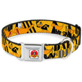 Load image into Gallery viewer, Looney Tunes Logo Full Color White Seatbelt Buckle Collar - DAFFY DUCK w/Poses Yellow/Black