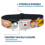 Looney Tunes Logo Full Color White Seatbelt Buckle Collar - Elmer Fudd Expressions Yellow