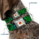 Looney Tunes Logo Full Color White Seatbelt Buckle Collar - MARVIN THE MARTIAN w/Poses Black/Turquoise