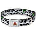 Load image into Gallery viewer, Looney Tunes Logo White Seatbelt Buckle Collar - Marvin the Martian Expressions Stacked White/Black/Green/Gold