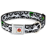 Looney Tunes Logo White Seatbelt Buckle Collar - Marvin the Martian Expressions Stacked White/Black/Green/Gold